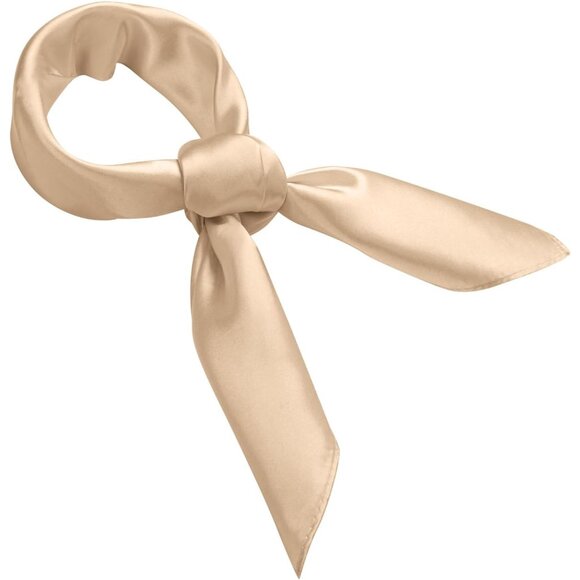 Women's Beige Silk Feeling Scarf 23.6'' Square Satin Scarf Neck Head Bandana - Picture 5 of 7